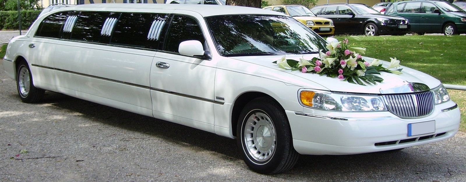 Luxury wedding car decorated for the ceremony